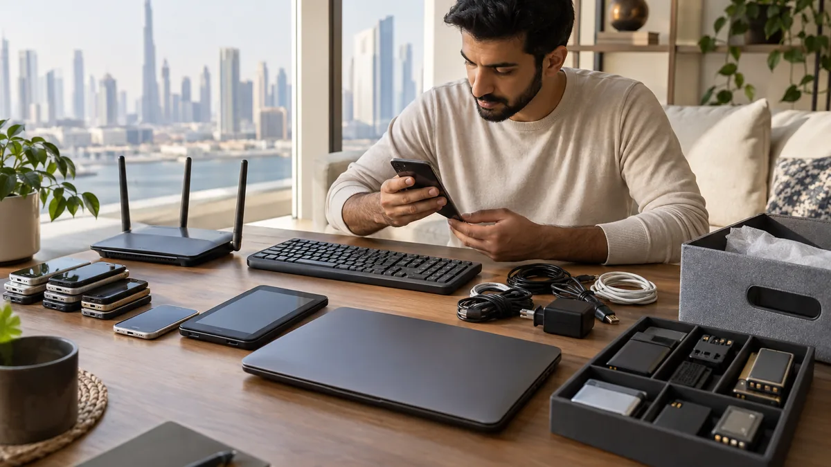 Electronic equipment and consumer audio components organized for responsible e-waste recycling in Dubai